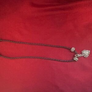 Silver Pendant on Black Cord Necklace